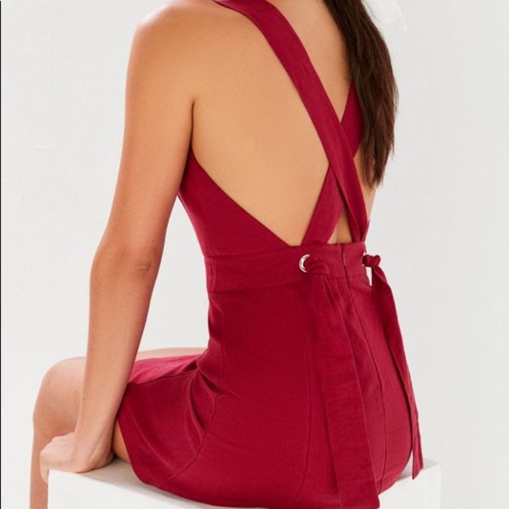 UO linen apron cross-back dress NWOT